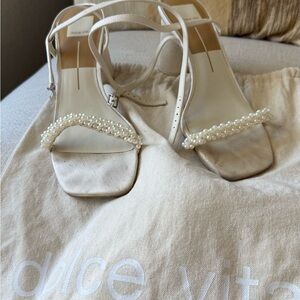 Dolce Vita Cream Pearl-Adorned Heels